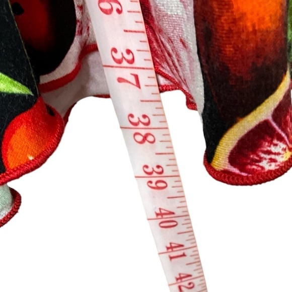 JOSEPH RIBKOFF Tropical Fruit Print Dress Cap Sleeves Popover Style Cowl Neck 8 - Picture 7 of 9